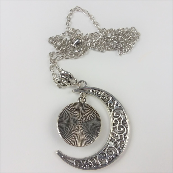 Triple Moon Goddess Blue Necklace Pendant Wicca - Picture 4 of 4